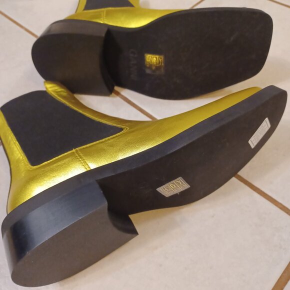 Ganni Yellow Metallic Leather Chelsea Boots - Picture 4 of 6
